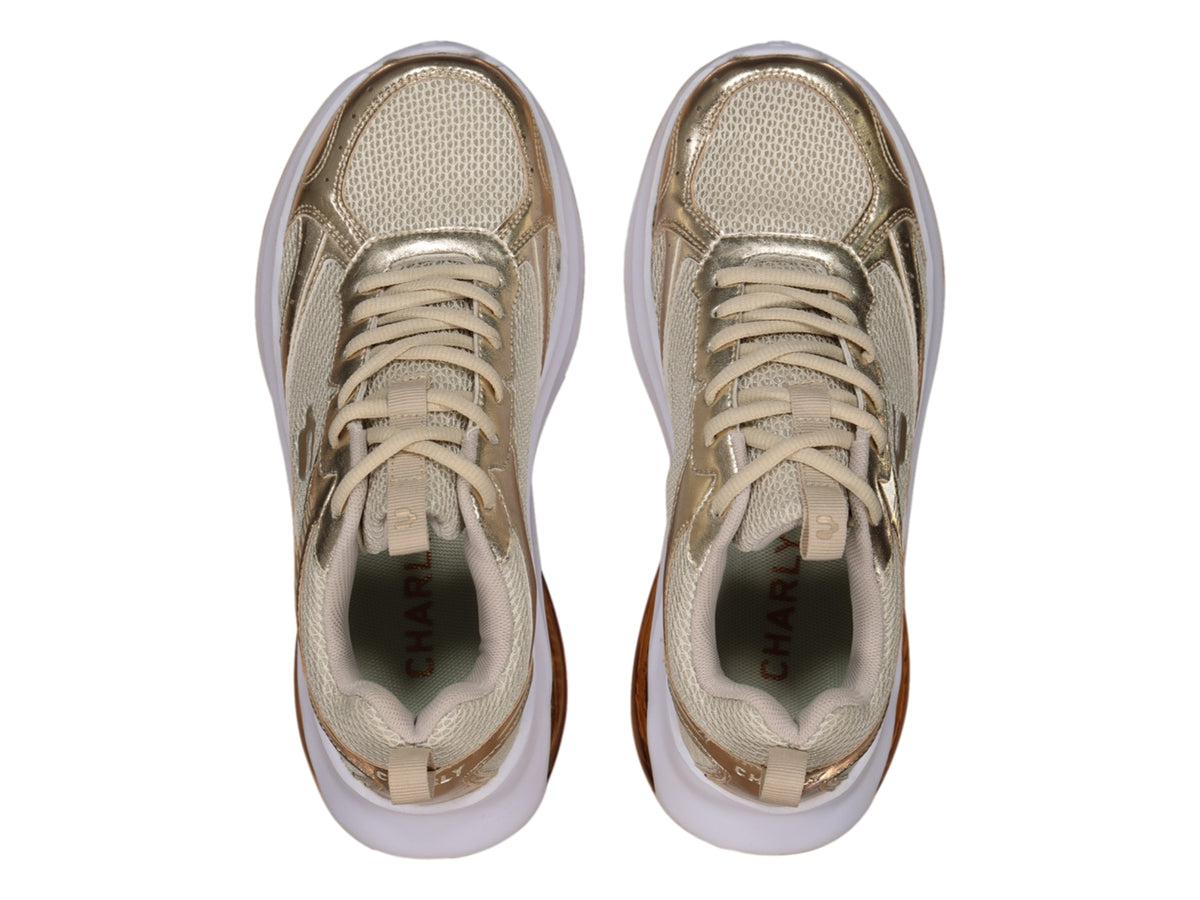 Tenis Charly Oro y Beige para Mujer