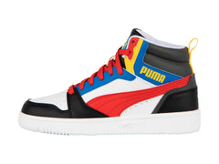 Tenis PUMA Rebound V6 Mid Blanco y Rojo para Niño
