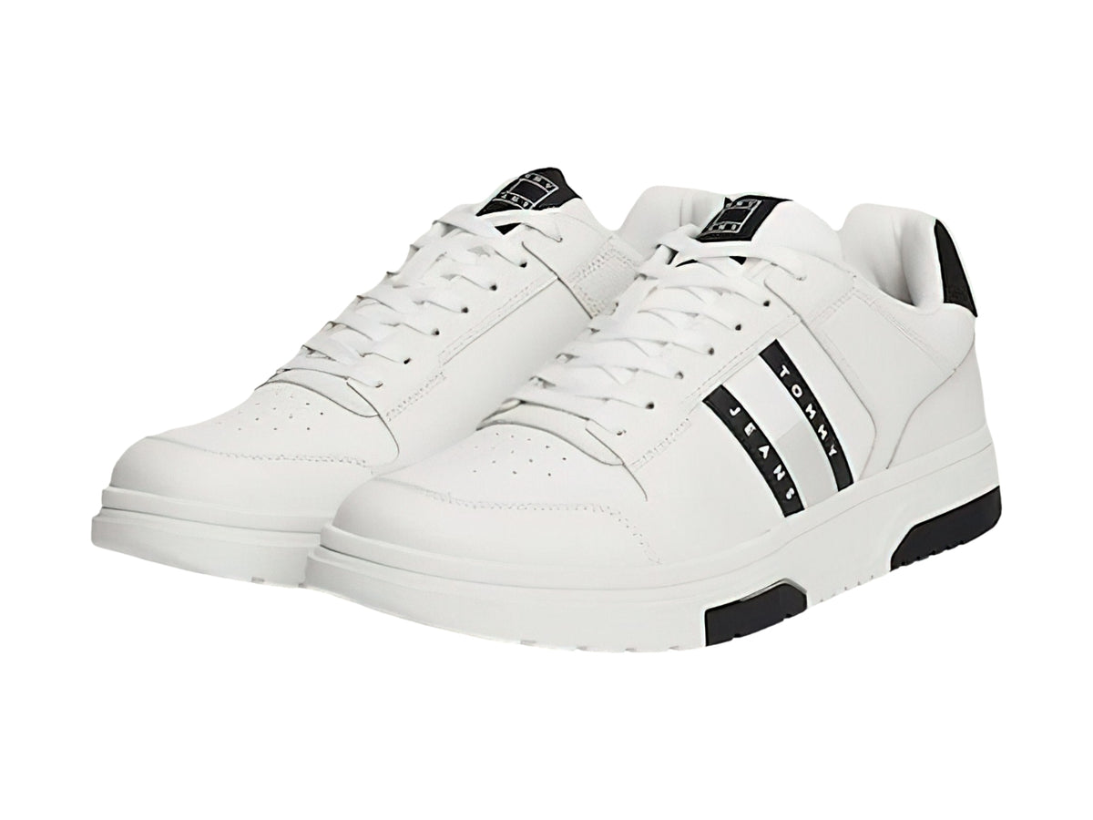 Tenis Tommy Hilfiger The Brooklyn Leather Blanco y Negro para Hombre