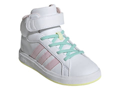 Tenis Adidas Grand Court Mid Blanco y Rosa para Niña