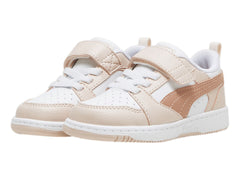 Tenis PUMA Rebound V6 Lo AC+ Blanco y Rosa para Niña