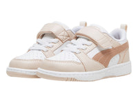 Tenis PUMA Rebound V6 Lo AC+ Blanco y Rosa para Niña