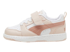 Tenis PUMA Rebound V6 Lo AC+ Blanco y Rosa para Niña