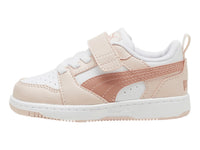 Tenis PUMA Rebound V6 Lo AC+ Blanco y Rosa para Niña
