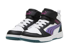 Tenis PUMA Rebound V6 Mid Negro y Blanco para Niña