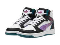Tenis PUMA Rebound V6 Mid Negro y Magenta para Niña