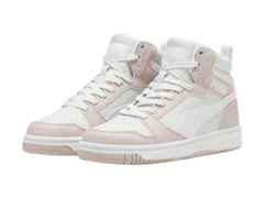 Tenis PUMA Rebound V6 Mid Rosa y Blanco para Niña