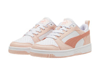 Tenis PUMA Rebound V6 Lo Blanco y Rosa para Niña