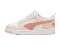 Tenis PUMA Rebound V6 Lo Blanco y Rosa para Niña