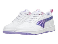 Tenis PUMA Rebound V6 Lo Blanco y Morado para Niña