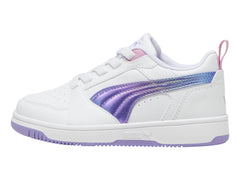 Tenis PUMA Rebound V6 Lo Blanco y Morado para Niña
