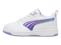 Tenis PUMA Rebound V6 Lo Blanco y Morado para Niña