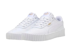 Tenis PUMA Carina 3.0 Blanco y Oro para Niña