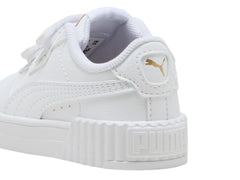 Tenis PUMA Carina 3.0 V Blanco y Oro para Niña