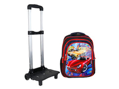 Set de Mochila Rodante Terry para Niño con Diseño de Carros Deportivos Rojo