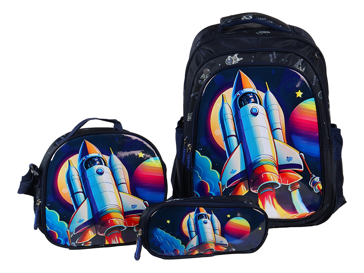 Mochila Rodante para Niño Terry Cohete Azul YC0331
