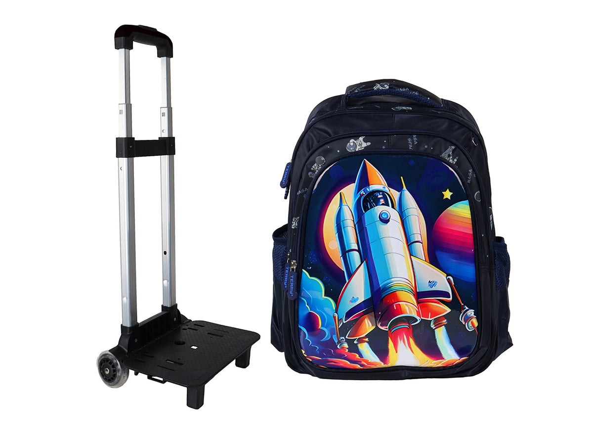 Mochila Rodante para Niño Terry Cohete Azul YC0331