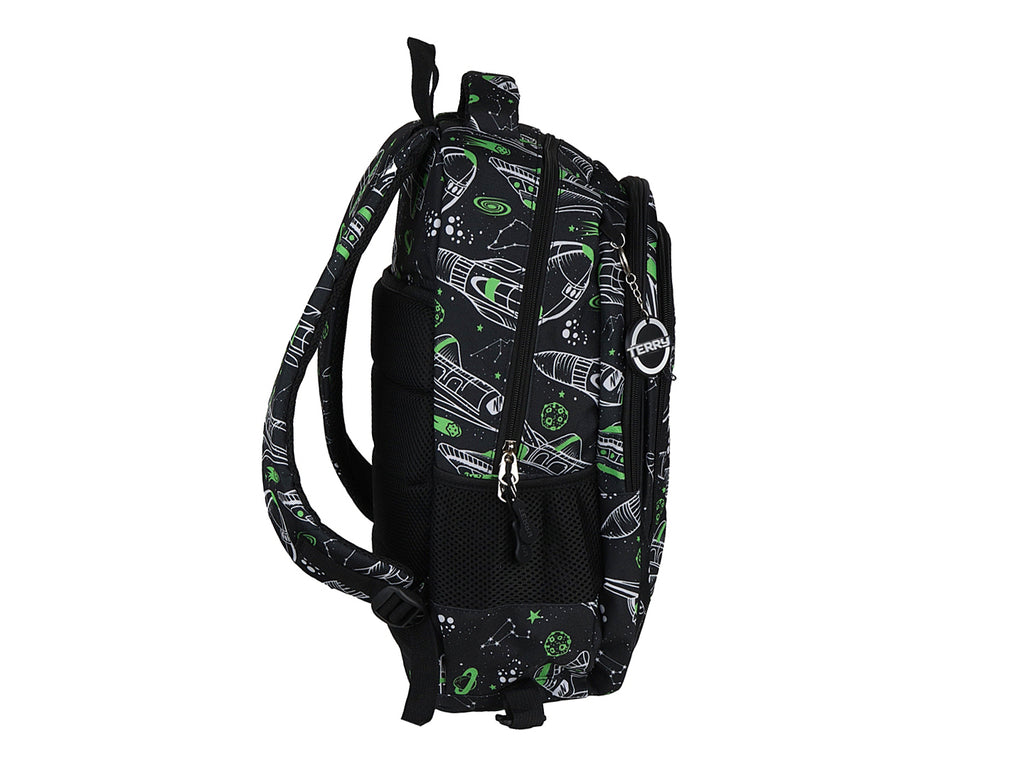 Mochila Terry Nave Espacial Verde/Negro para Niño