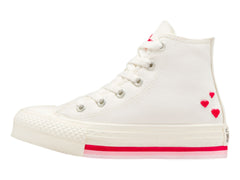 Tenis Converse Blanco Vintage y Rojo para Niña