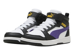 Tenis PUMA Rebound V6 Mid Blanco y Morado para Niño
