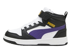 Tenis PUMA Rebound V6 Mid Blanco y Morado para Niño