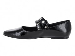 Zapatos Planos Roze Negro Charol Arrugado para Mujer