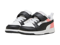 Tenis PUMA Rebound V6 Lo Blanco y Rosa para Niña