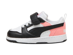 Tenis PUMA Rebound V6 Lo Blanco y Rosa para Niña