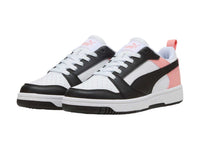 Tenis PUMA Rebound V6 Lo Blanco y Rosa para Niña