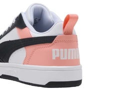 Tenis PUMA Rebound V6 Lo Blanco y Rosa para Niña