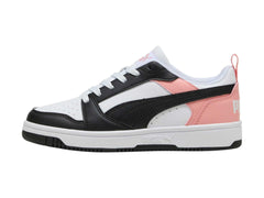 Tenis PUMA Rebound V6 Lo Blanco y Rosa para Niña