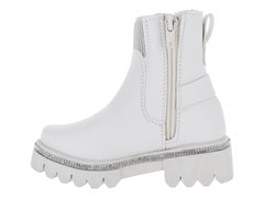 Botas Miroslava Blanco y Plata para Niña