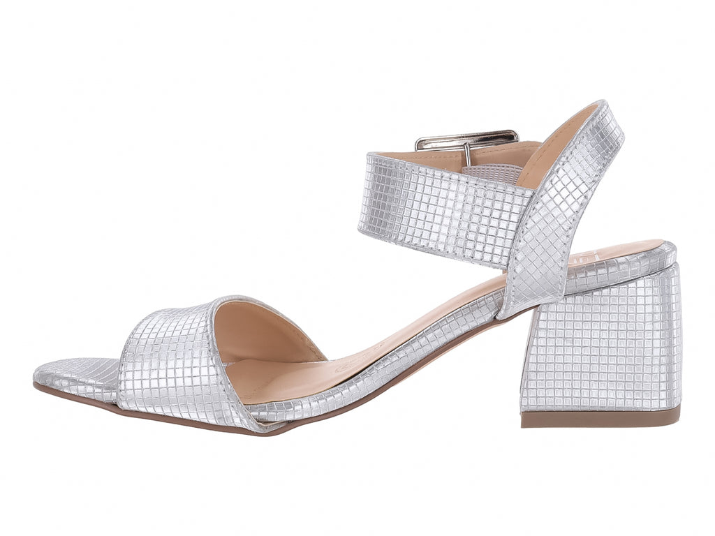 Sandalias de Tacón Luna Rosa Color Plata para Mujer