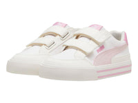 Tenis Puma Court Classic Blanco y Rosa para Niña