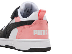 Tenis PUMA Rebound V6 Blanco y Rosa para Niña