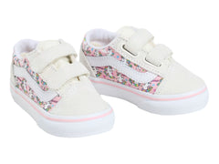 Tenis Vans Old Skool V Blanco y Rosa para Niña
