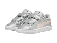 Tenis PUMA Smash 3.0 Glitz Glam Plata y Rosa para Niña