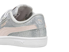 Tenis PUMA Smash 3.0 Glitz Glam Plata y Rosa para Niña