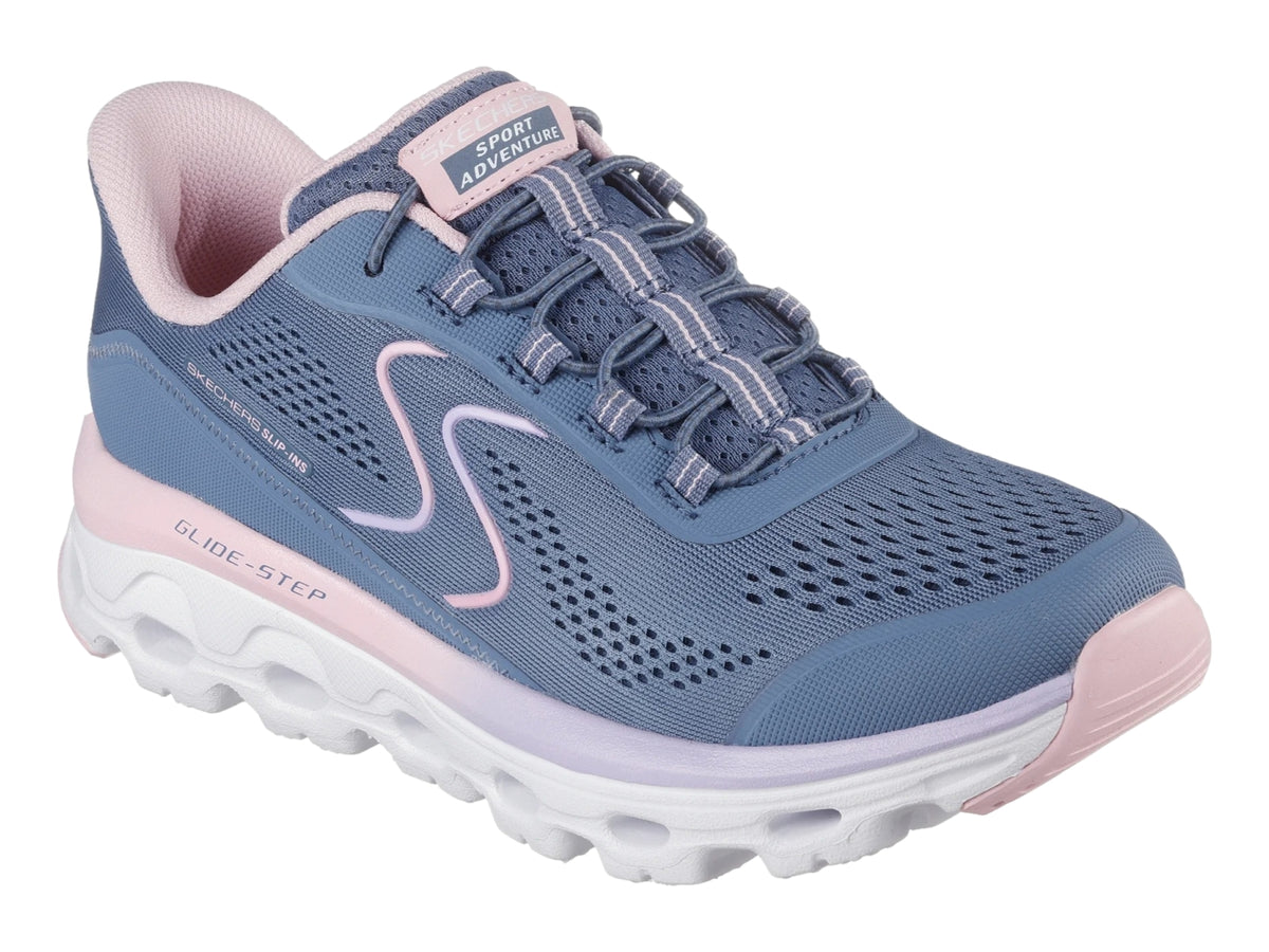 Tenis Skechers Glide-Step Sole Azul y Rosa para Mujer