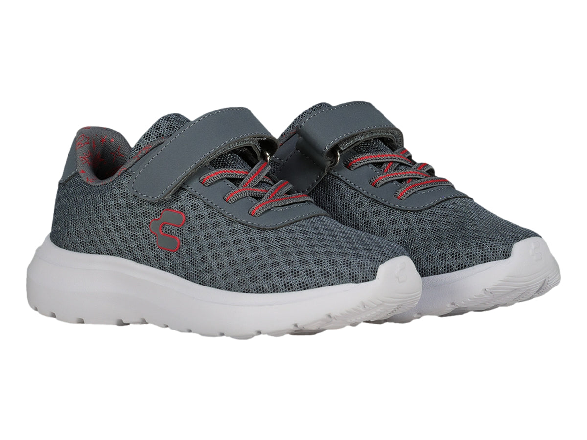 Tenis Charly Road Casual Gris y Rojo para Niño