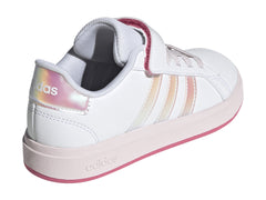 Tenis Adidas Grand Court 2.0 Blanco y Rosa para Niña