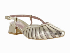 Zapatillas Tacones Cerrados Roze Color Oro Inglés para Mujer