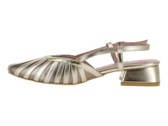 Zapatillas Tacones Cerrados Roze Color Oro Inglés para Mujer