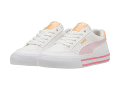 Tenis Puma Court Classic Vulc Blanco y Rosa para Niña