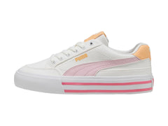 Tenis Puma Court Classic Vulc Blanco y Rosa para Niña