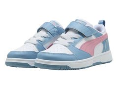 Tenis PUMA Rebound V6 Lo AC+ Blanco, Rosa y Azul para Niña
