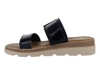 Sandalias Luna Rosa Negro Charol Arrugado para Mujer