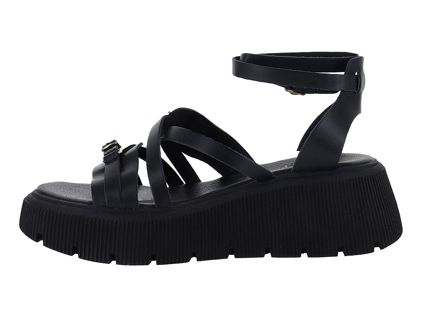 Sandalias Luna Rosa Plataforma Negro para Mujer