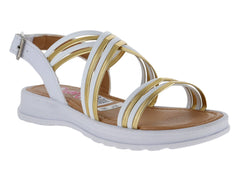 Sandalias Guany Blanco Oro para Niña