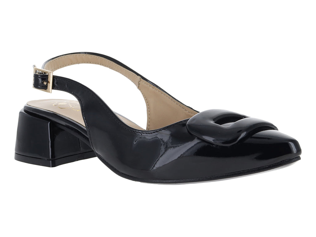 Zapatillas de Tacón Luna Rosa Negro Charol para Mujer